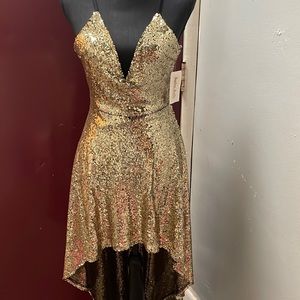 Gold Sequence High-Low Dress